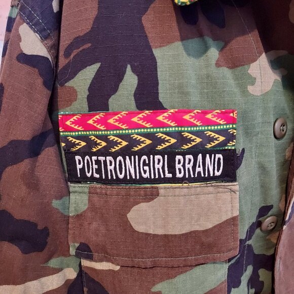 Poet Roni Girl Camo Camouflage Jacket Coat w/Aretha Franklin - Picture 7 of 9